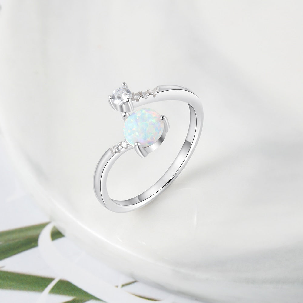 Crystal White Opal Ring